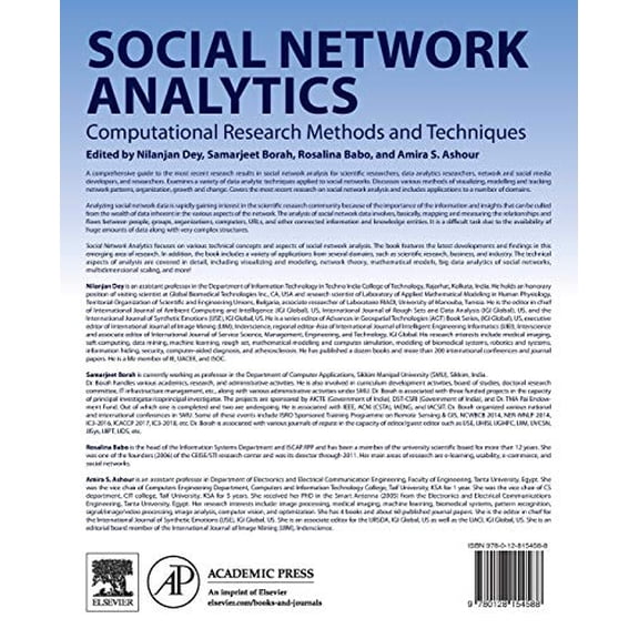 Pre-Owned Social Network Analytics: Computational Research Methods and Techniques [Paperback] Dey, Nilanjan; Borah, Samarjeet; Babo, Rosalina and Ashour, Amira S.