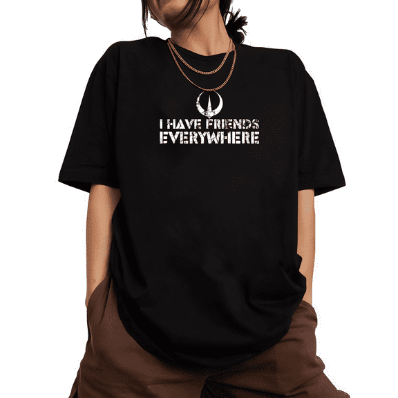 Social Network T Shirt, ‘I Have Friends Everywhere’ Gamer Shirt, Distressed Logo Design, Women's Vintage Gaming Tops