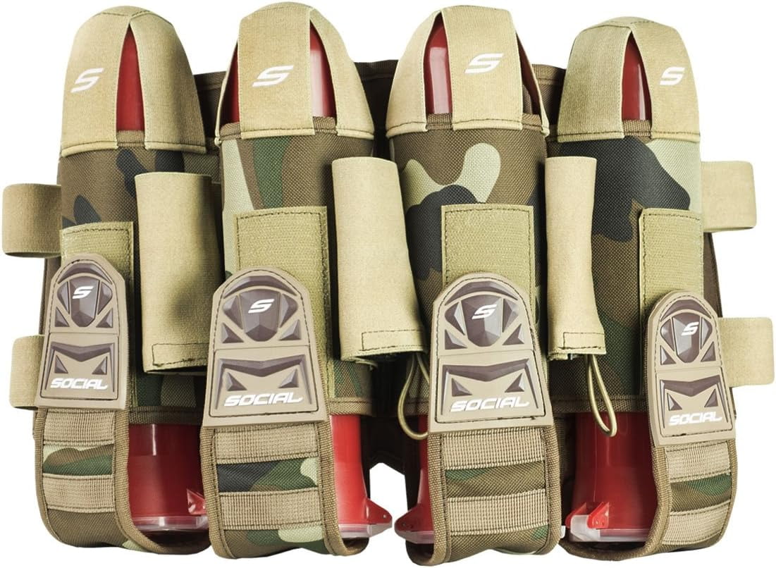Social Paintball Grit Pod Pack Harness, Coyote Tan Woodland , 4+7 Pod Holders