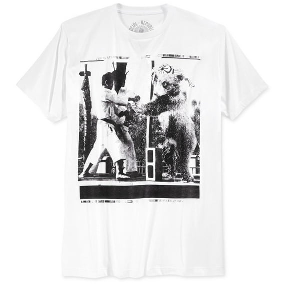 Social Republic Mens Crane Pose Graphic T-Shirt, White, Small