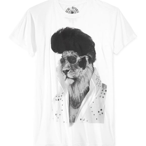 Social Republic Mens Elvis Graphic T-Shirt, White, Small