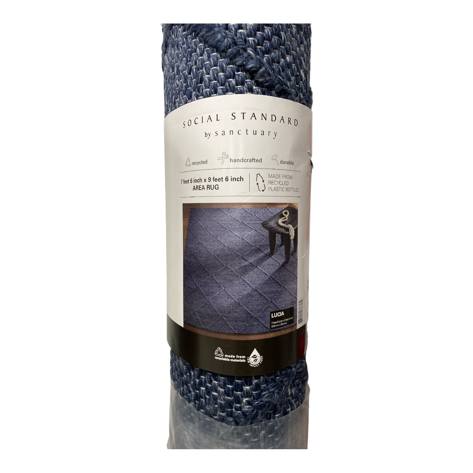 Social Area Rug Social Standard Lucia Handmade Recycled Fiber Area Rug, 7.5'x9.5' (Blue ...