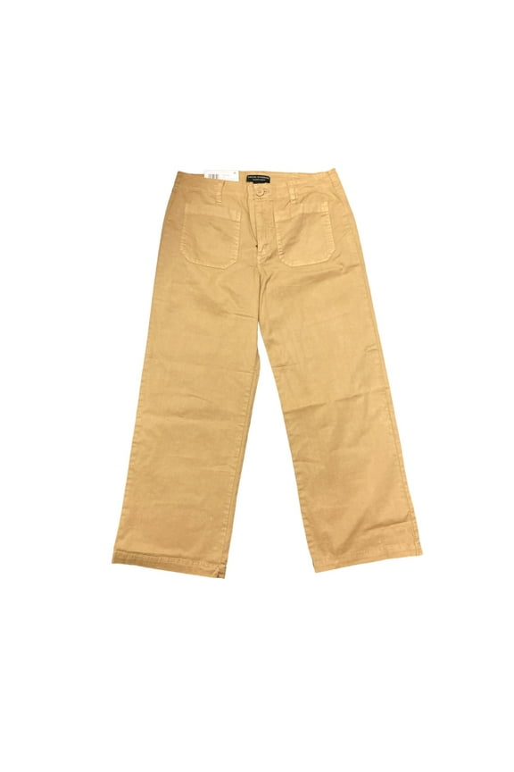 Social Standard Women's High Rise Straight to Wide Leg Twill Juliet Crop Pant (Tan, 16)