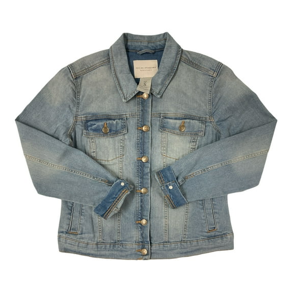 Social Standard Women's Long Sleeve Button Up Denim Jean Jacket (Auguste, XS)