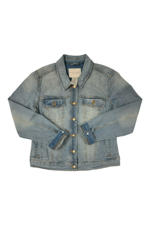Social Standard Women's Long Sleeve Button Up Denim Jean Jacket (Auguste, XXL)