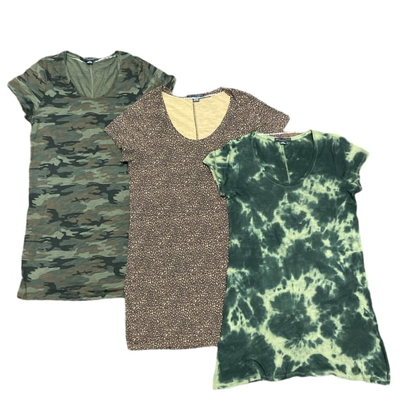 Social Standard Women's Short Sleeve Gia Scoop T-Shirt Dress (Mother Nature Camo, S)