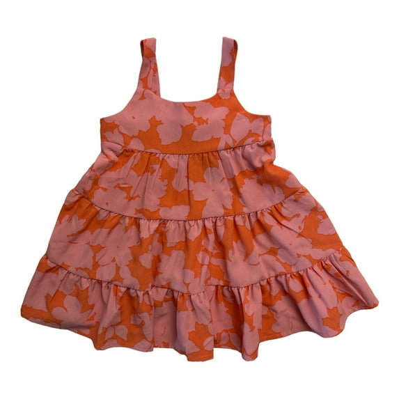 Social Standard by Sanctuary Girl's Tiered Tie-Back Sleeveless Dress (Melon Floral, 7/8)