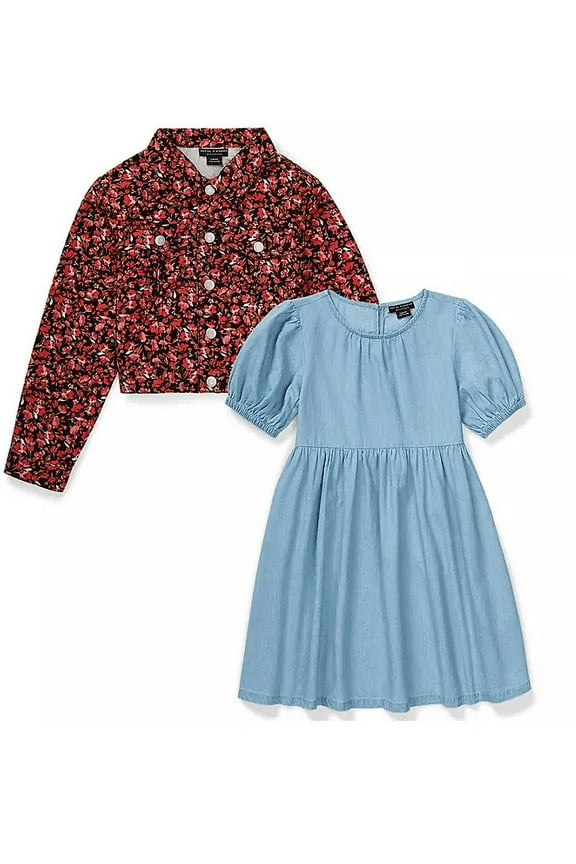 Social Standard by Sanctuary Girls Dress With Jacket (Floral Jacket, XL (14/16))