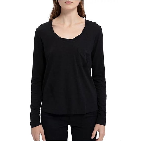 Social Standard by Sanctuary Women's Dylan Scoop Neck Long Sleeve T-Shirt Tee 2XL Black