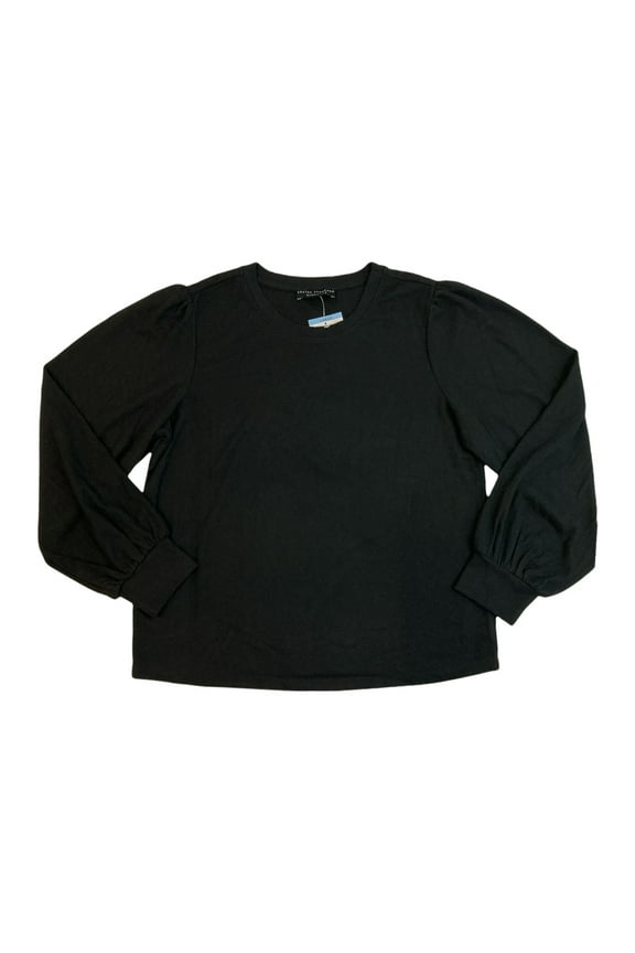 Social Standard by Sanctuary Women's Julia Brushed Knit Puff Sleeve Top (Black, L)