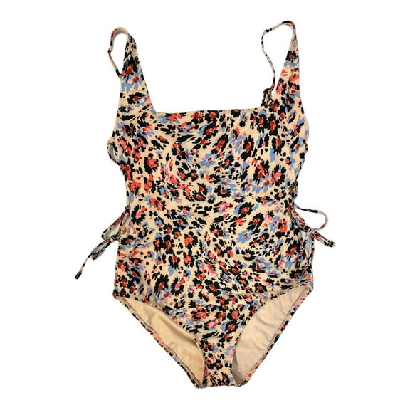 Social Standard by Sanctuary Women's Lace-Up Sides Animal Print One Piece Swimsuit (M)
