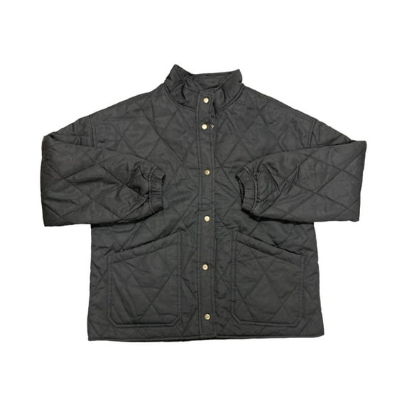 Social Standard by Sanctuary Women's Long Sleeve Snap Up Quilted Jacket (Black, L)