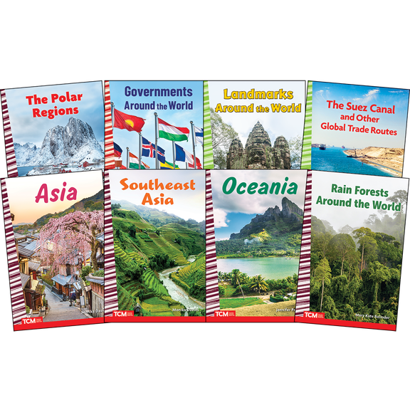 Explore The World: Asia, Oceania, Polar Regions, Landmarks, and Governance: Social Studies Readers 8-Book Set