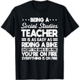 thumbnail image 1 of Social Studies Teacher School Educator Worker Bike On Fire T-Shirt, 1 of 4