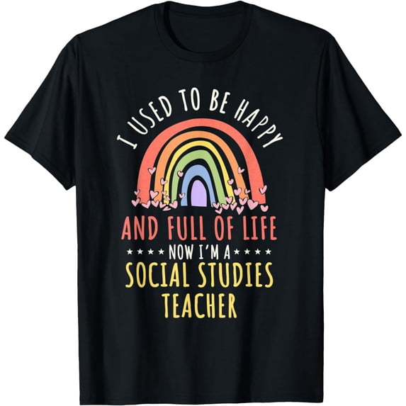 Social Studies Teacher School Educator Worker Rainbow T-Shirt