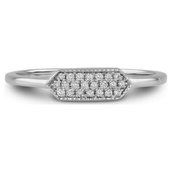 Social Value 14k Solid White Gold and Genuine Natural Diamond Hexagon Shaped Ring, Size 5.5