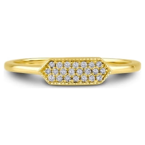 Social Value 14k Solid Yellow Gold and Genuine Natural Diamond Hexagon Shaped Ring, Size 7.5