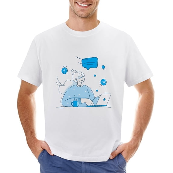 Social Vintage T-shirt Mens Cotton Classic Crewneck Short Sleeve Tees Unisex White M