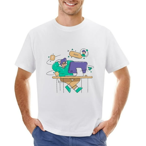 Social Vintage T-shirt Mens Cotton Classic Crewneck Short Sleeve Tees Unisex White XS
