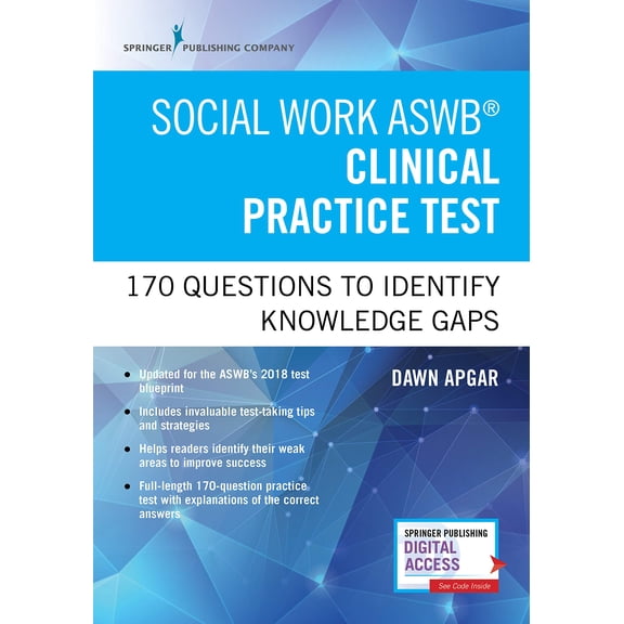 Pre-Owned Social Work ASWB Clinical Practice Test: 170 Questions to Identify Knowledge Gaps (Book + Digital (Paperback) by Dawn Apgar