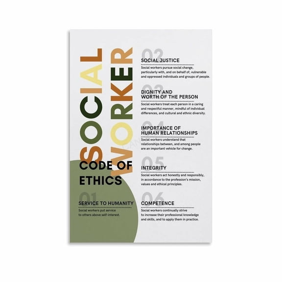 Social Work Values Nasw Code Of Ethics Poster (4) Canvas Painting Posters And Prints Wall Art for Living Room Bedroom Decor