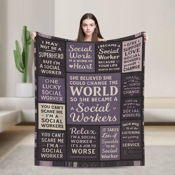 Social Worker Appreciation Gifts - Cozy Blanket for Social Workers, Unique Office Decor for Women, Ideal for Social Work Month & School Social Workers 50x40