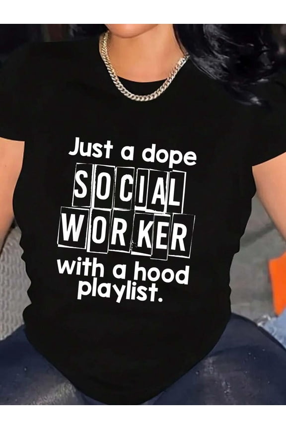 Social Worker Appreciation Month LCSW Work Caseworker Gifts T-Shirt Graphic Tee summer Tops For Women Round Neck Fashion Cotton shirts