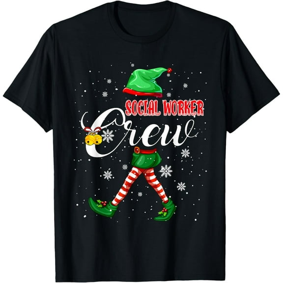 Social Worker Crew Christmas Elf Costume Matching Job Team T-Shirt