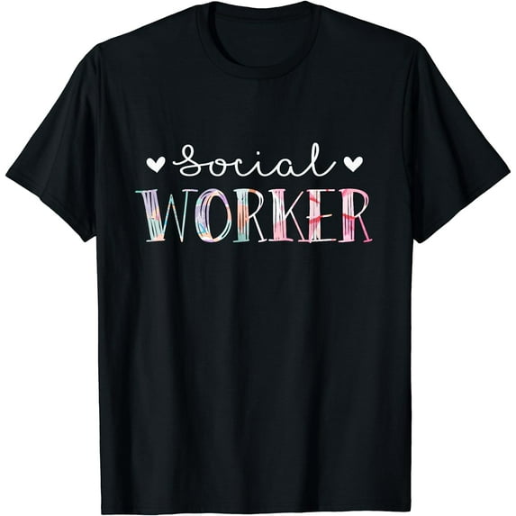 Social Worker Cute Floral Design T-Shirt