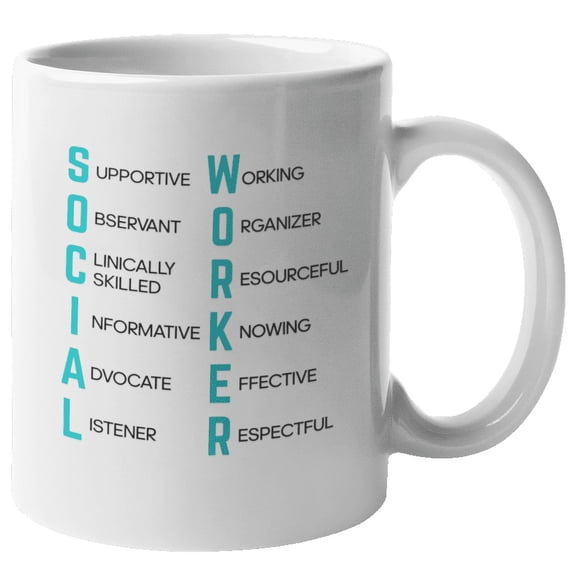 Social Worker Definition Coffee & Tea Mug Cup, Sign or Office Decor (11oz)