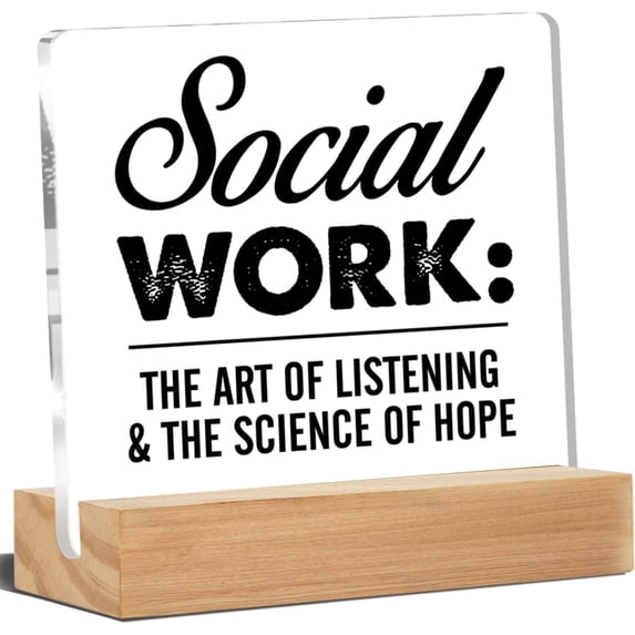 Social Worker Gifts, Social Worker Desk Decor, Social Work Definition Acrylic Desk Plaque Sign Home Office Decoration 4x4 Inch