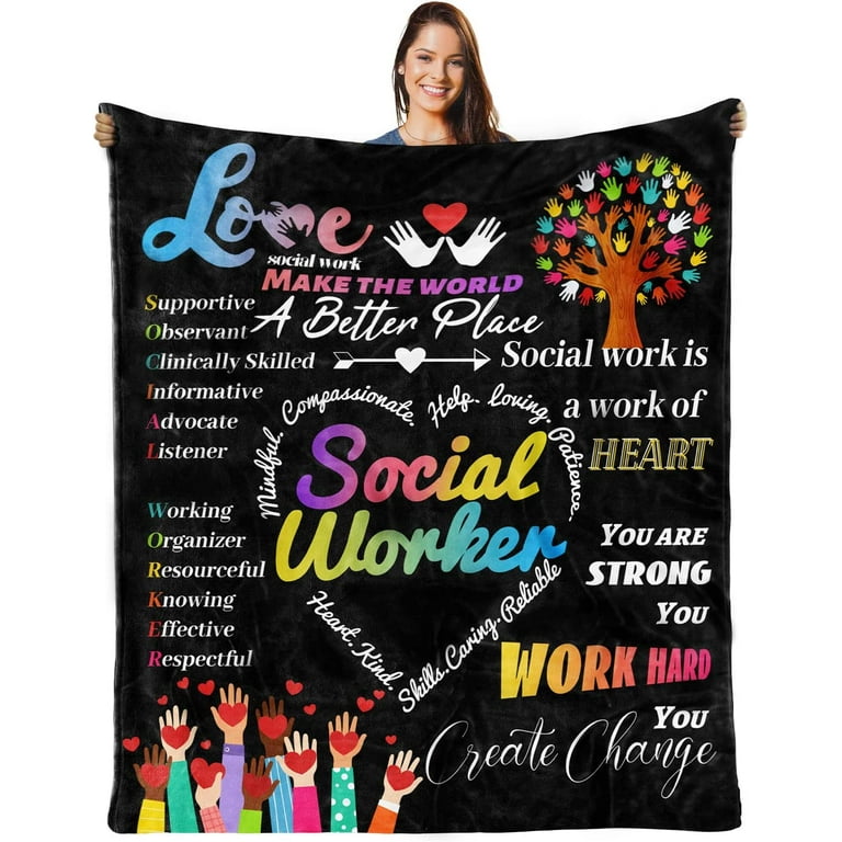 Social Worker Gifts for Women, Men- Social Worker Appreciation Gifts -  Social Worker Month Gifts -Social Worker Blanket Plush Throw Blankets-MSW