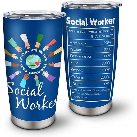 Social Worker Gifts for Women Men, Social Worker Gifts for Office Decor 20oz Tumbler Mug, Appreciation Gifts for Social Works Practitioner, Birthday Graduation Gift Ideas for BSW MSW DSW