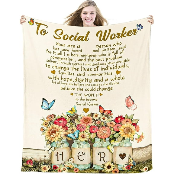 Social Worker Gifts for Women Social Work Blanket Appreciation Gifts Social Work Graduation Gifts for BSW, MSW,LCSW,Best Social Worker Gifts Social Worker Blanket 60”X50”