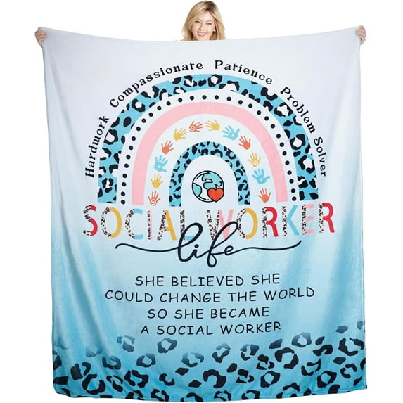 Social Worker Gifts for Women, Social Worker Blanket - Social Work Appreciation Graduation Month Gifts, Social Worker Office Decor Gift, Social Worker Practitioner Throw Blanket 60"x50"