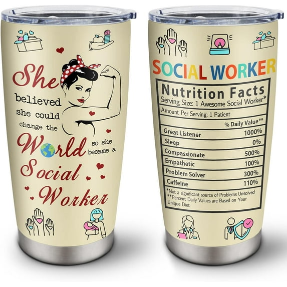 Social Worker Gifts for Women - Social Worker Gifts Tumbler - Gifts for Social Workers - Social Worker Office Decor - School Social Worker Mug - Practitioner Birthday Gift Ideas Cup 20 Oz 1PC