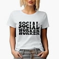 thumbnail image 1 of Social Worker, Job or Profession Themed, Groovy Retro Wavy Text Merch Gift, White T-Shirt, Medium, 1 of 5