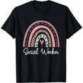 thumbnail image 1 of Social Worker Leopard Rainbow Funny School Work Love T-Shirt, 1 of 4