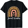 thumbnail image 1 of Social Worker Leopard Rainbow Funny Work Love Gift Unisex T-Shirt, 1 of 2
