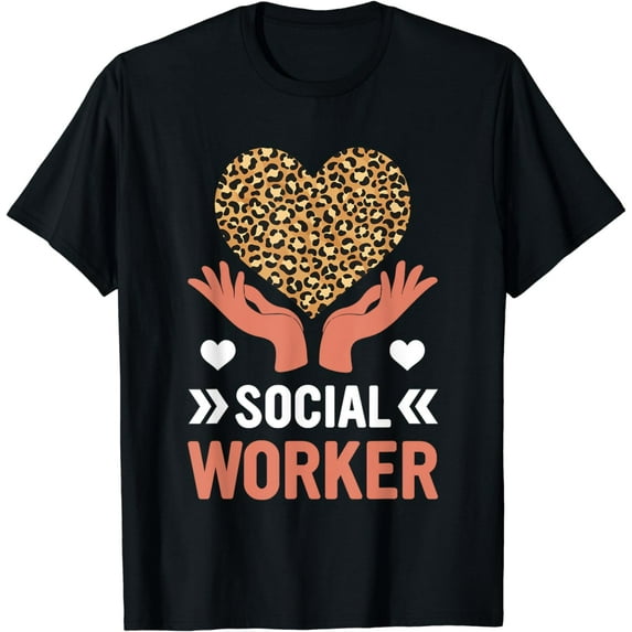 Social Worker Leopard Rainbow Funny Work Love T-Shirt
