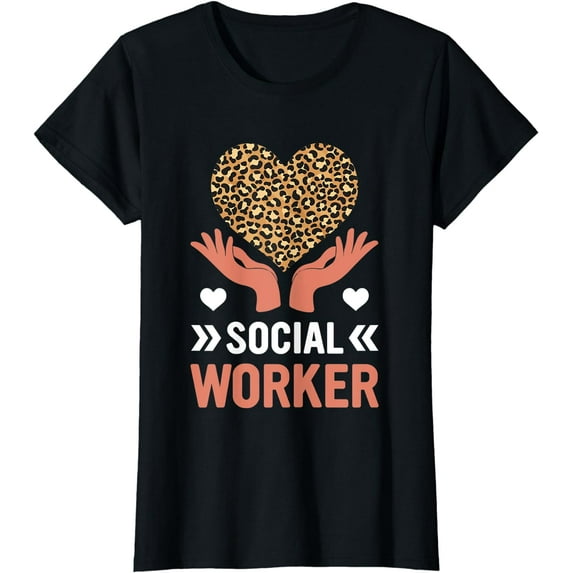 Social Worker Leopard Rainbow Funny Work Love T-Shirt