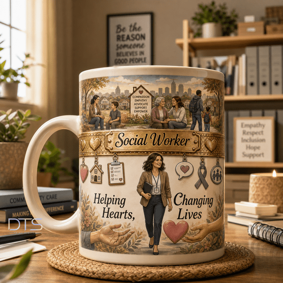 Social Worker Mug Gift Inspirational Coffee Cup for Appreciation, Coworker or Graduate