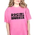 thumbnail image 1 of Social Worker, Profession or Job Themed, Groovy Retro Wavy Text, Crunchberry Comfort Colors T-Shirt, 2XL, 1 of 1