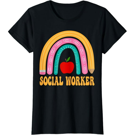 Social Worker Rainbow Pencil Back To School Appreciation T-Shirt