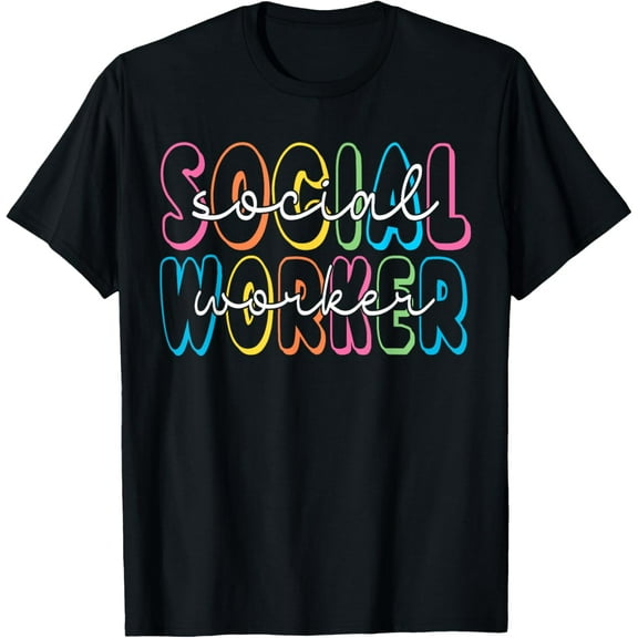 Social Worker Shirt Groovy Retro Social Work LifeT-Shirt100% cotton