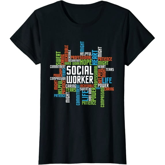 Social Worker Womens Word Cloud Appreciation Social Work T-Shirt Black 4X-Large