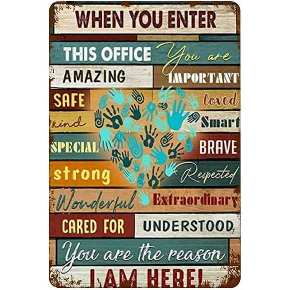 Social Worker, When You Enter This Office, You Are Amazing Metal Tin Sign Retro Cottage Garden Restaurant Farm Coffee Shopping Center Office Wall Decoration Iron Painting Metal Plate 12×8 Inch