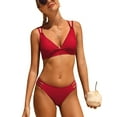 thumbnail image 1 of Sociala Bikini Set for Women Two Piece Swimsuits Hollow Out Bottoms Cross Tie Back Swimwear, 1 of 5