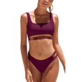 thumbnail image 1 of Sociala Bikini Set for Women Two Piece Swimsuits Mid Waisted Adjustable Wide Straps Belt Backless, 1 of 5