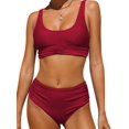 thumbnail image 1 of Sociala Bikini Sets for Women Two Piece Swimsuits Scoop Neck Swimwear Wide Adjustable Straps High Waisted Bottom, 1 of 4